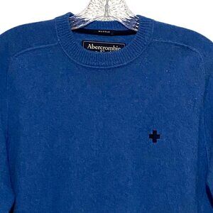Abercrombie & Fitch Muscle Wool Sweater Mens L Blue Cross Preppy Old Money Y2K